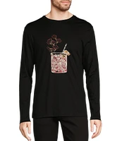 Murano Timeless Twenties Collection Slim Fit Drink Print Graphic Long Sleeve T-Shirt