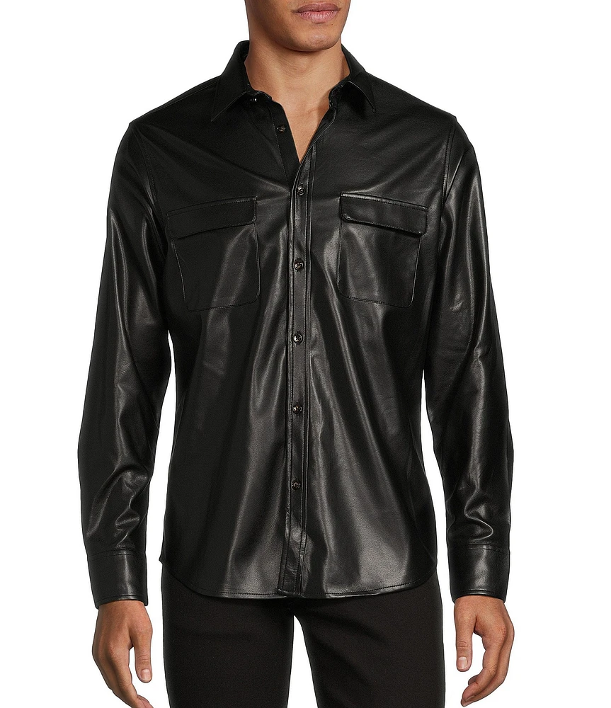 Murano Timeless Twenties Collection Slim Fit Faux Leather Shirt Jacket