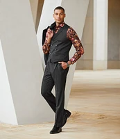 Murano Timeless Twenties Collection Slim Fit Sateen Floral Print Long Sleeve Woven Shirt