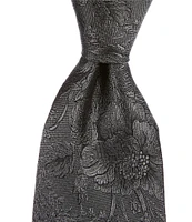 Murano Tonal Flowers Print 3 1/8#double; Woven Silk Tie