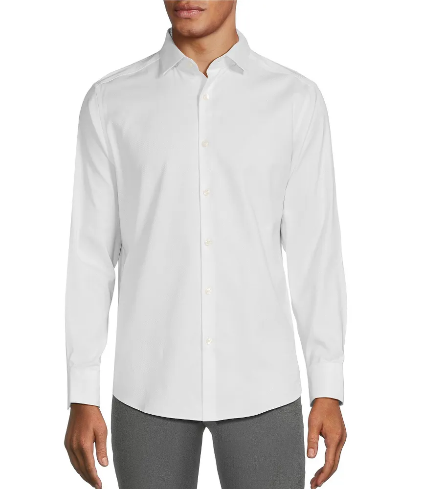 Murano Big & Tall Wardrobe Essentials Slim Fit Solid Stretch Twill Long Sleeve Woven Shirt