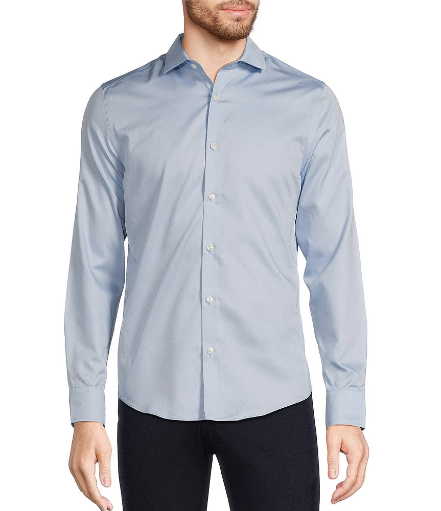 Murano Wardrobe Essentials Slim Fit Solid Sateen Long Sleeve Woven Shirt