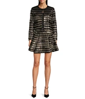 Muse by Marchesa Ash Metallic Tweed High Rise A-Line Flounce Mini Coordinating Skirt