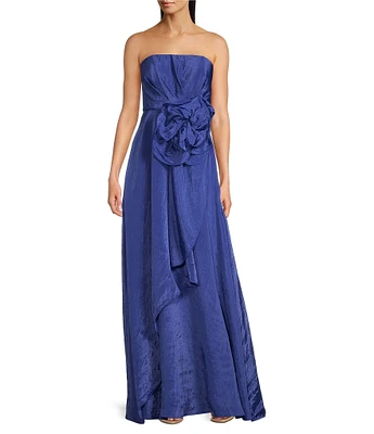 Muse by Marchesa Bluebell Rosette Strapless Textured Organza Dress