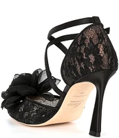 Muse by Marchesa Camellia Flowered Lace Dress Pumps