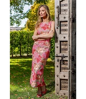 Muse by Marchesa Canna Sequin Crew Neck Sleeveless Pencil Dress