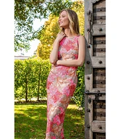 Muse by Marchesa Canna Sequin Crew Neck Sleeveless Pencil Dress