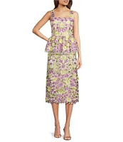 Muse by Marchesa Cynthia Floral Novelty Embroidered Pencil Midi Skirt