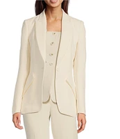Muse by Marchesa Daphne Stretch Crepe Notch Lapel Collar Neck Long Sleeve One Button Blazer