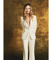 Muse by Marchesa Daphne Stretch Crepe Notch Lapel Collar Neck Long Sleeve One Button Blazer