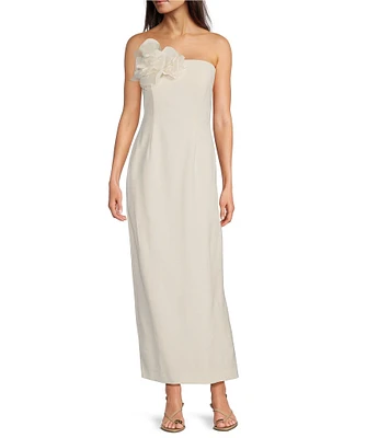 Muse by Marchesa Elowen Strapless Applique Pencil Linen Blend Dress