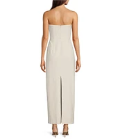 Muse by Marchesa Elowen Strapless Applique Pencil Linen Blend Dress