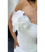 Muse by Marchesa Elowen Strapless Applique Pencil Linen Blend Dress