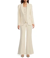 Muse by Marchesa Flora Stretch Crepe Applique Strapless Button-Up Vest