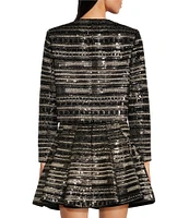 Muse by Marchesa Hazel Metallic Tweed Round Neck Long Sleeve Long Sleeve Mid Length Coordinating Jacket