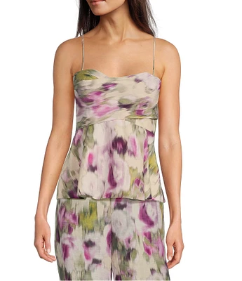 Muse by Marchesa Coordinating Heather Linen Blend Strapless Neck Sleeveless A-Line Blouse
