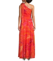 Muse by Marchesa Hibiscus One Shoulder Printed Organza Dress