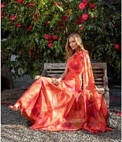 Muse by Marchesa Hibiscus One Shoulder Printed Organza Dress
