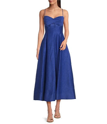 Muse by Marchesa Hydrangea A-Line Sweetheart Neckline Linen Blend Dress