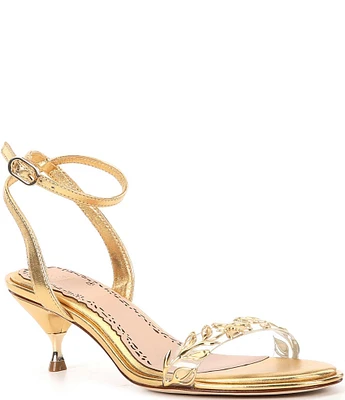 Muse by Marchesa Isabella Metallic Leather Floral Strap Dress Sandals