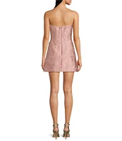 Muse by Marchesa Petal Floral Jacquard Strapless Neck Sleeveless Applique A-Line Mini Dress