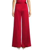 Muse by Marchesa Petunia Satin High Rise Flat Front Wide Leg Full Length Coordinating Pant