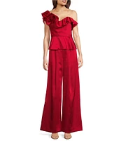 Muse by Marchesa Petunia Satin High Rise Flat Front Wide Leg Full Length Coordinating Pant