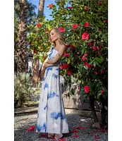 Muse by Marchesa Ren Dye Print Two Piece Linen One Shoulder Top & Skirt Set