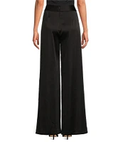 Muse by Marchesa Spruce Satin High Rise Pleated Point Straight Tuxedo Coordinating Pants