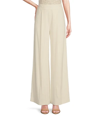 Muse by Marchesa Spruce Satin High Rise Pleated Point Straight Tuxedo Pants