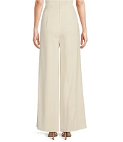 Muse by Marchesa Spruce Satin High Rise Pleated Point Straight Tuxedo Pants