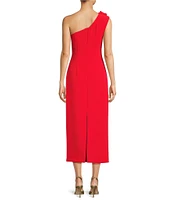 Muse by Marchesa Tulip Crepe One Shoulder Midi Dress