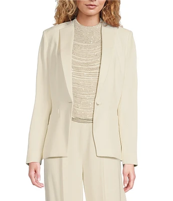 Muse by Marchesa Wisteria Satin Notch Lapel Long Sleeve Button Front Tuxedo Jacket