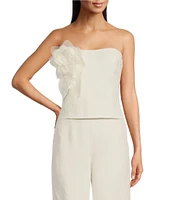 Muse by Marchesa Zinnia Strapless Applique Linen Blend Blouse