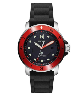 MVMT Men's Cali Diver Solar Quartz Analog Black Silicone Strap Watch