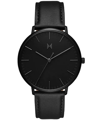 MVMT Men's Legacy Slim Panther Black Leather Strap Watch