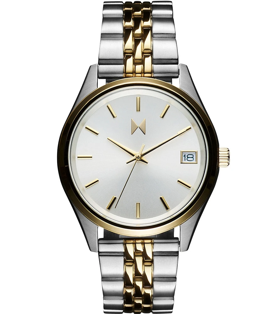 MVMT Women's Rise Boyfriend Quartz Analog Two Tone Stainless Steel Bracelet Watch