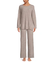 N by Natori Aura Heather Ribbed Knit Coordinating Lounge Pants