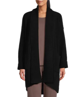 N by Natori Aura-Solid Ribbed Long Sleeve Cardigan