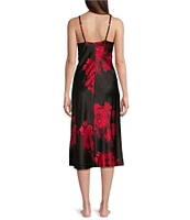 N by Natori Floral Sleeveless V-Neck Coordinating Satin Nightgown