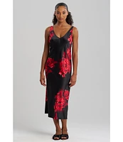 N by Natori Floral Sleeveless V-Neck Coordinating Satin Nightgown