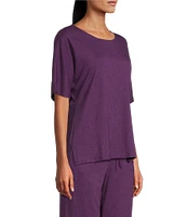 N by Natori Knit Short Sleeve Scoop Neck Lounge Top