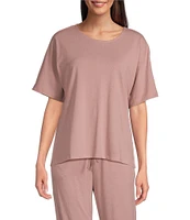 N by Natori Knit Short Sleeve Scoop Neck Lounge Top