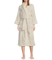 N By Natori Long Sleeve Shawl Collar Fleece Animal Print Cozy Robe