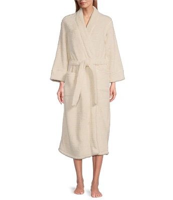 N By Natori Long Sleeve Shawl Collar Shimmer Plush Cozy Kimono Robe