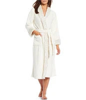 N by Natori Plush Lynx Animal Print Collar Cozy Robe