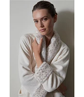 N by Natori Plush Lynx Animal Print Collar Cozy Robe