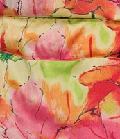 N by Natori Satin Floral Print Long Sleeve Shawl Collar Coordinating Robe