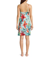N by Natori Satin Tropical Breeze Sleeveless Scoop Neck Coordinating Chemise