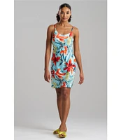 N by Natori Satin Tropical Breeze Sleeveless Scoop Neck Coordinating Chemise